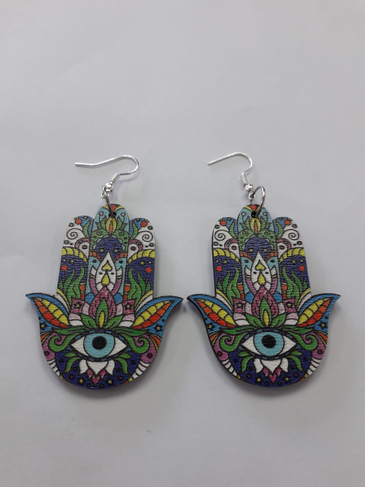 Wooden Hamsa Earrings