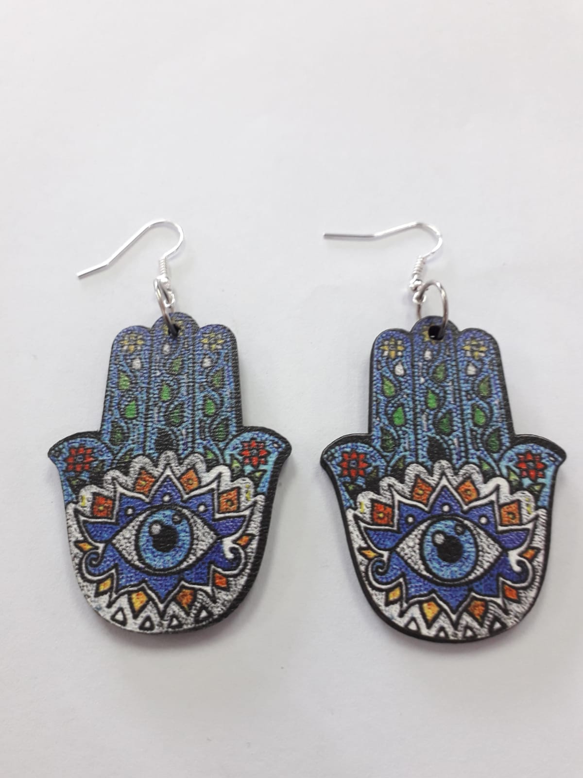 Wooden Hamsa Earrings