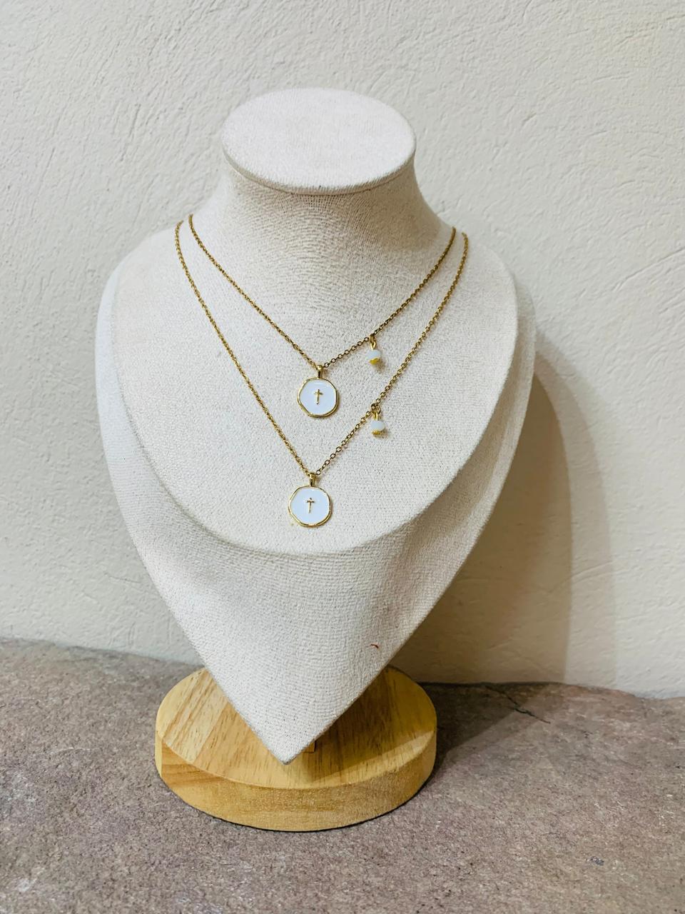 Gold Enamel Cross Necklace