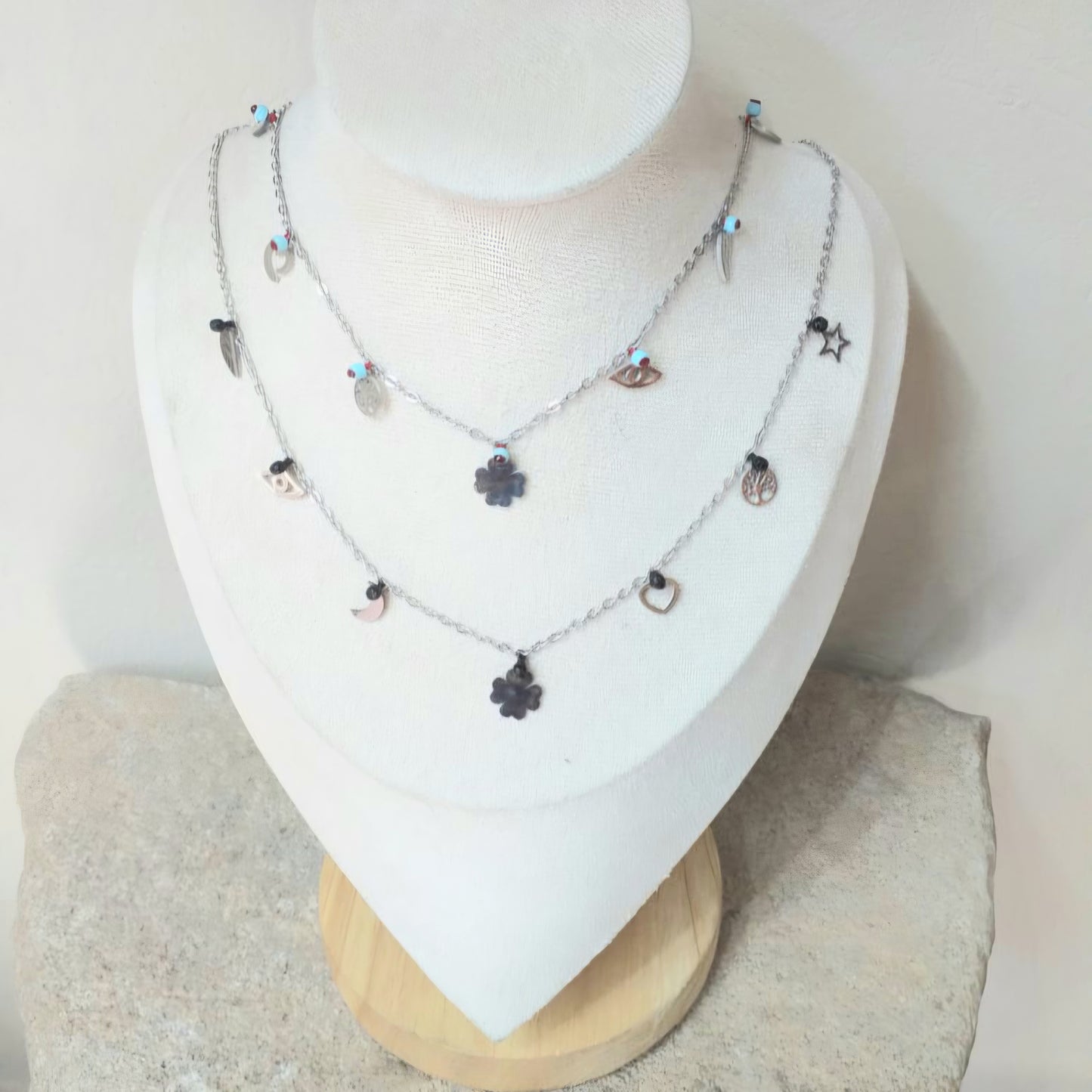 Silver Stainless Steel Charm Neckace