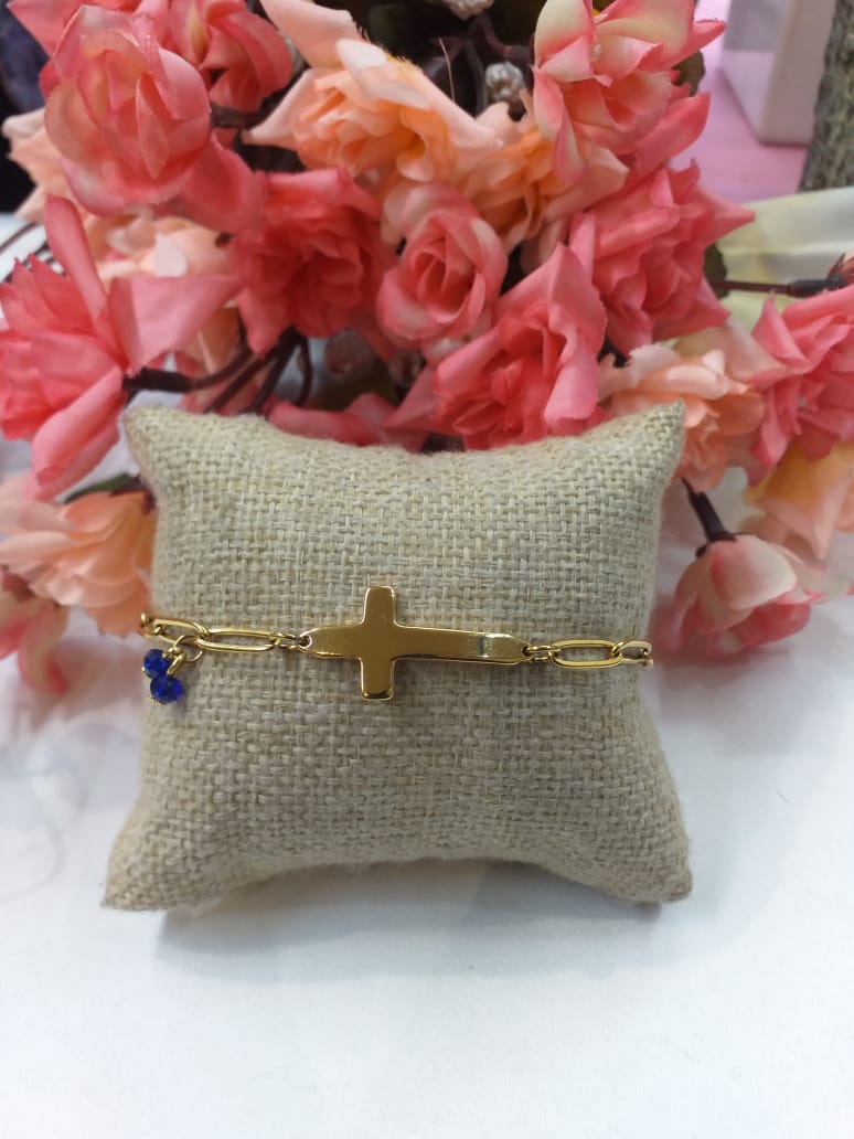 Stainless Steel Gold Cross Bracelet