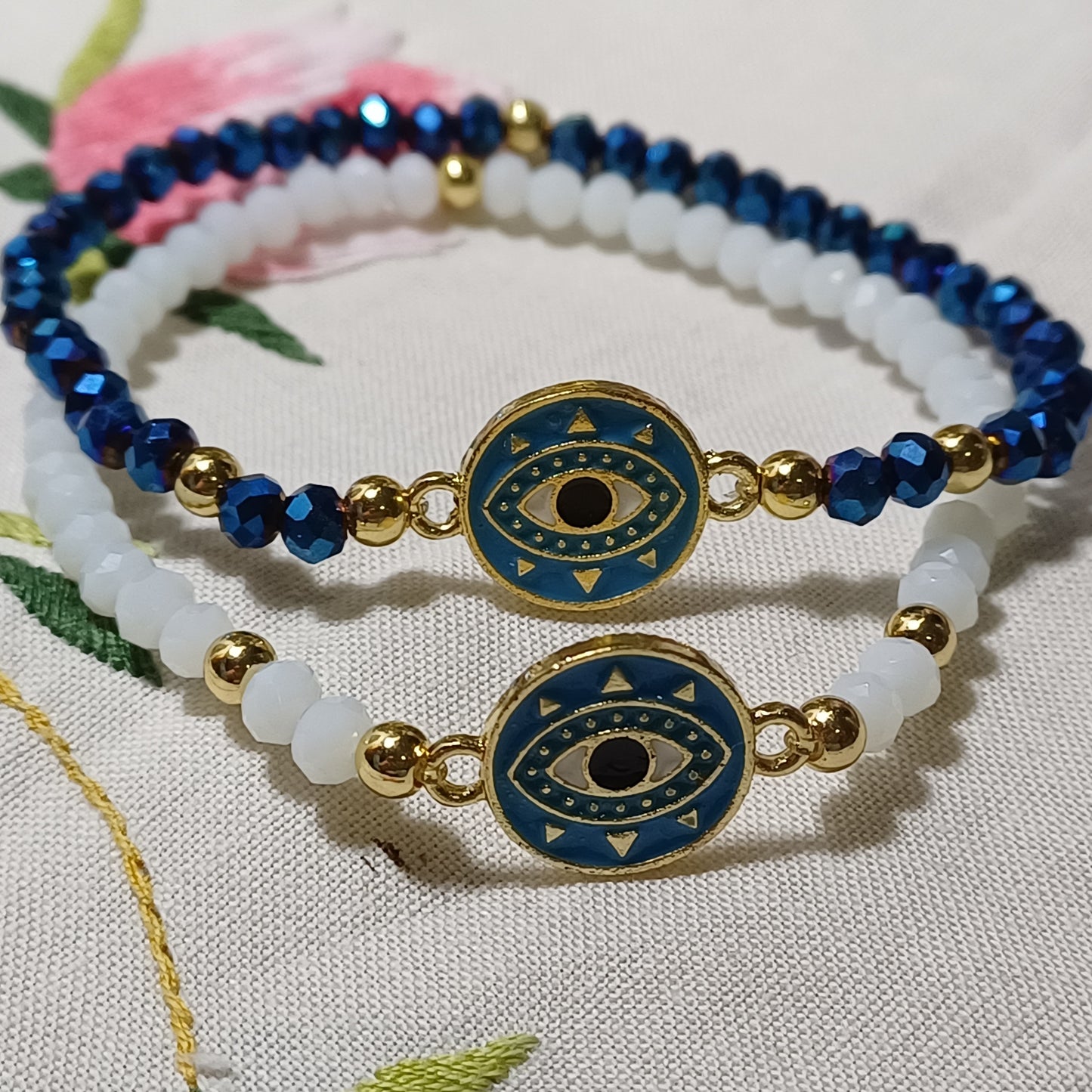 Enamel Light Blue Evil Eye Bracelet