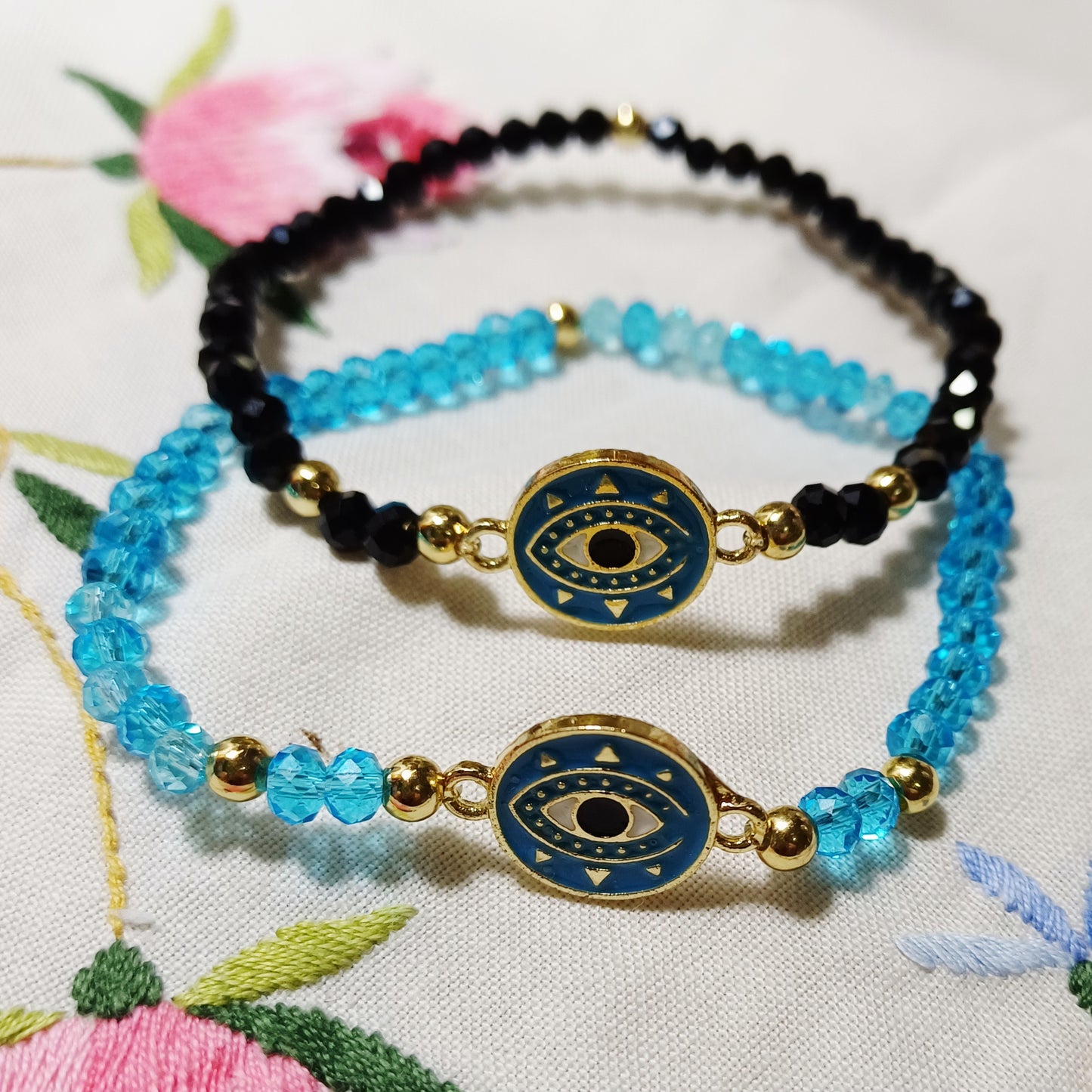 Enamel Light Blue Evil Eye Bracelet