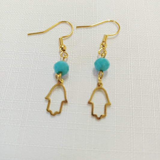 Gold Stainless Steel  Hamsa Earrings
