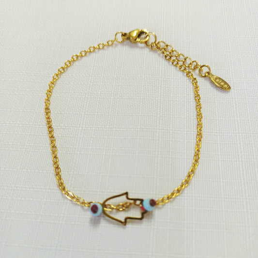 Stainless Steel Gold Hamsa Bracelet