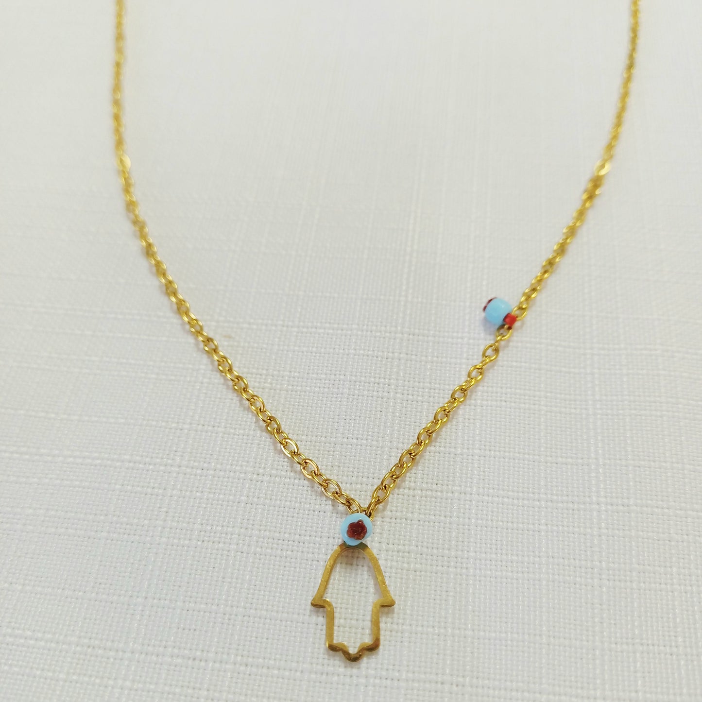 Small Stainless Steel Hamsa Necklace
