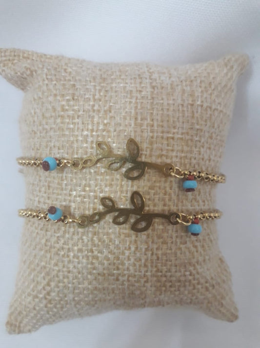 Stainless Steel Gold Leaf Bracelets
