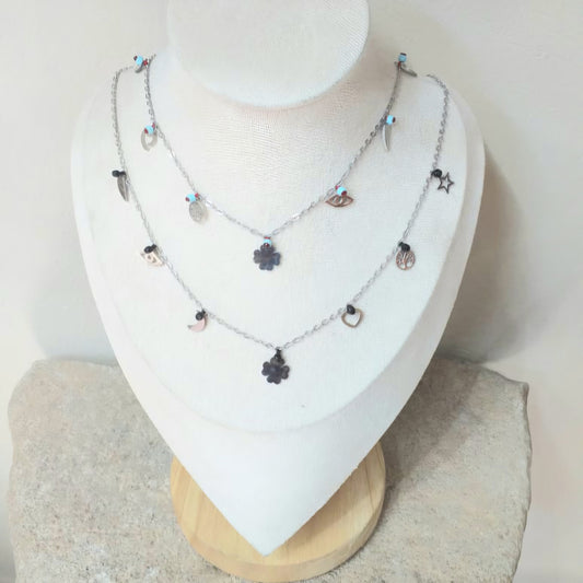 Silver Stainless Steel Charm Neckace