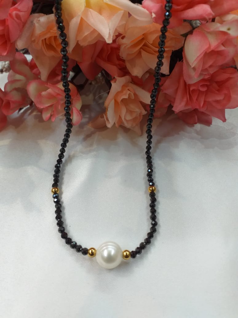 Cubic Zirconia And Pearl Necklace