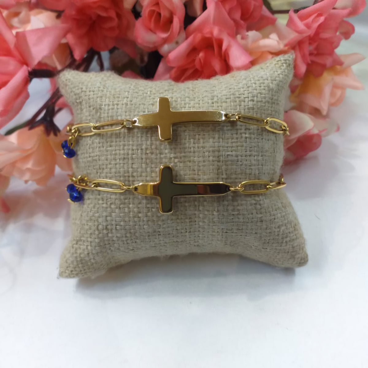 Stainless Steel  Gold Cross Bracelet