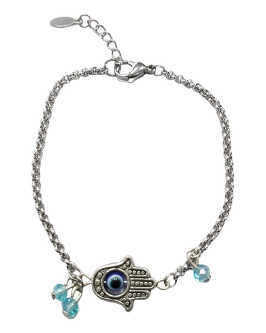 Hamsa Hand With Evil Eye Bracelet