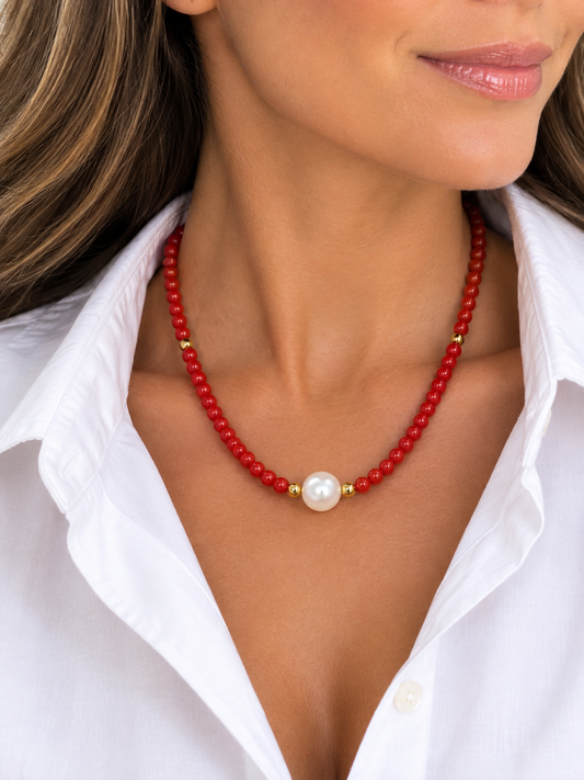 Coral And Pearl Necklace